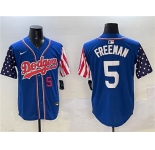 Men's Los Angeles Dodgers #5 Freddie Freeman Royal Limited Stitched Baseball Jersey
