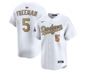 Men's Los Angeles Dodgers #5 Freddie Freeman White 2025 Gold Collection Limited Stitched Baseball Jersey