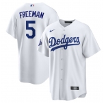 Men's Los Angeles Dodgers #5 Freddie Freeman White 2025 World Series Champions Home Cool Base Stitched Baseball Jersey