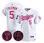 Men's Los Angeles Dodgers #5 Freddie Freeman White 2026 Mother’s Day Vapor Premier Limited Stitched Baseball Jersey