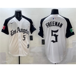 Men's Los Angeles Dodgers #5 Freddie Freeman White Black Mexico 2025 LA Gothic Style With Fernando Patch Vapor Premier Limited Stitched Baseball Jersey