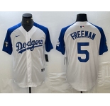 Men's Los Angeles Dodgers #5 Freddie Freeman White Blue Fashion Stitched Cool Base Limited Jerseys