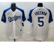 Men's Los Angeles Dodgers #5 Freddie Freeman White Blue Fashion Stitched Cool Base Limited Jerseys