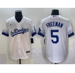 Men's Los Angeles Dodgers #5 Freddie Freeman White City Connect Cool Base Stitched Jersey