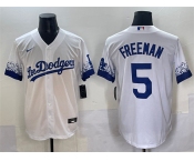 Men's Los Angeles Dodgers #5 Freddie Freeman White City Connect Cool Base Stitched Jersey