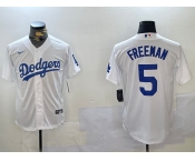 Men's Los Angeles Dodgers #5 Freddie Freeman White Cool Base Jersey