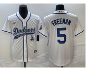 Men's Los Angeles Dodgers #5 Freddie Freeman White Cool Base Stitched Baseball Jersey