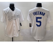 Men's Los Angeles Dodgers #5 Freddie Freeman White Fashion Cool Base Stitched Baseball Jersey