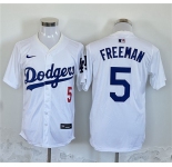 Men's Los Angeles Dodgers #5 Freddie Freeman White Home Limited Stitched Baseball Jersey