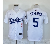 Men's Los Angeles Dodgers #5 Freddie Freeman White Home Limited Stitched Baseball Jersey