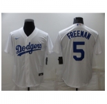 Men's Los Angeles Dodgers #5 Freddie Freeman White Stitched Baseball Jersey