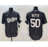Men's Los Angeles Dodgers #50 Mookie Betts Black Cool Base Stitched Baseball Jersey