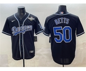 Men's Los Angeles Dodgers #50 Mookie Betts Black Fashion 2025 World Series Cool Base Stitched Baseball Jersey