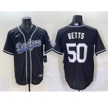 Men's Los Angeles Dodgers #50 Mookie Betts Black Fashion Stitched Baseball Jersey