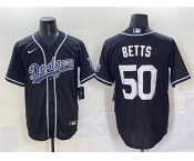 Men's Los Angeles Dodgers #50 Mookie Betts Black Fashion Stitched Baseball Jersey