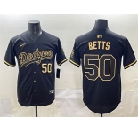Men's Los Angeles Dodgers #50 Mookie Betts Black Gold Limited Stitched Jersey