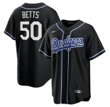Men's Los Angeles Dodgers #50 Mookie Betts Black Lights Out Limited Stitched Baseball Jersey