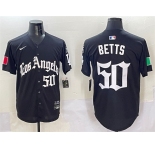 Men's Los Angeles Dodgers #50 Mookie Betts Black Mexico 2025 LA Gothic Style With Fernando Patch Vapor Premier Limited Stitched Baseball Jersey