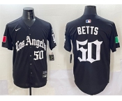 Men's Los Angeles Dodgers #50 Mookie Betts Black Mexico 2025 LA Gothic Style With Fernando Patch Vapor Premier Limited Stitched Baseball Jersey
