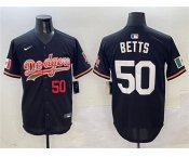 Men's Los Angeles Dodgers #50 Mookie Betts Black Mexico Limited Stitched Baseball Jersey