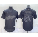 Men's Los Angeles Dodgers #50 Mookie Betts Black Pullover Turn Back The Clock Stitched Cool Base Jersey