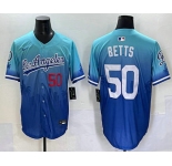 Men's Los Angeles Dodgers #50 Mookie Betts Blue 2025 City Connect Limited Stitched Jersey