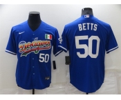 Men's Los Angeles Dodgers #50 Mookie Betts Blue Mexico Cool Base Nike Jersey