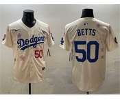 Men's Los Angeles Dodgers #50 Mookie Betts Cream 2025 Tokyo Series Limited Stitched Baseball Jersey