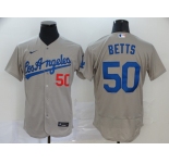 Men's Los Angeles Dodgers #50 Mookie Betts  Grey Flexbase Authentic Collection Baseball Jersey