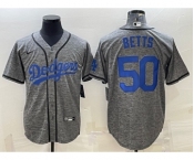 Men's Los Angeles Dodgers #50 Mookie Betts Grey Gridiron Cool Base Stitched Baseball Jersey