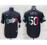 Men's Los Angeles Dodgers #50 Mookie Betts Mexico Black Cool Base Stitched Baseball Jersey