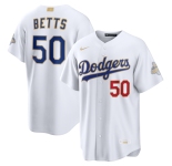 Men's Los Angeles Dodgers #50 Mookie Betts Nike White 2026 Gold Collection Stadium Jersey