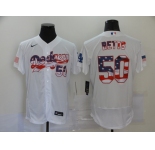 Men's Los Angeles Dodgers #50 Mookie Betts Nike  White USA Flag Fashion Flex Base Authentic Baseball Jersey