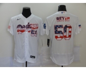Men's Los Angeles Dodgers #50 Mookie Betts Nike  White USA Flag Fashion Flex Base Authentic Baseball Jersey
