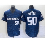 Men's Los Angeles Dodgers #50 Mookie Betts Number Royal 2023 All star Cool Base Stitched Jersey