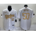 Men's Los Angeles Dodgers #50 Mookie Betts Number White 2022 All Star Stitched Cool Base Nike Jersey