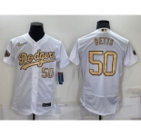 Men's Los Angeles Dodgers #50 Mookie Betts Number White 2022 All Star Stitched Flex Base Nike Jersey