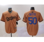 Men's Los Angeles Dodgers #50 Mookie Betts Olive Cool Base Limited Stitched Jersey