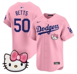 Men's Los Angeles Dodgers #50 Mookie Betts Pink 2025 Hello Kitty Vapor Limited Stitched Baseball Jersey