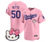 Men's Los Angeles Dodgers #50 Mookie Betts Pink 2025 Hello Kitty Vapor Limited Stitched Baseball Jersey