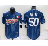 Men's Los Angeles Dodgers #50 Mookie Betts Rainbow Blue Red Pinstripe Mexico Cool Base Nike Jersey