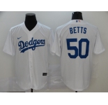 Men's Los Angeles Dodgers #50 Mookie Betts Replica White Home Cool Base Baseball Jersey