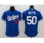 Men's Los Angeles Dodgers #50 Mookie Betts  Royal Blue Flexbase Authentic Collection Baseball Jersey