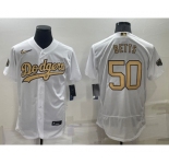 Men's Los Angeles Dodgers #50 Mookie Betts White 2022 All Star Stitched Flex Base Nike Jersey