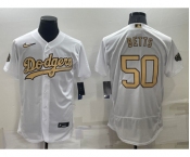 Men's Los Angeles Dodgers #50 Mookie Betts White 2022 All Star Stitched Flex Base Nike Jersey