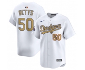 Men's Los Angeles Dodgers #50 Mookie Betts White 2025 Gold Collection Limited Stitched Baseball Jersey