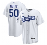 Men's Los Angeles Dodgers #50 Mookie Betts White 2025 World Series Champions Home Cool Base Stitched Baseball Jersey
