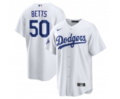 Men's Los Angeles Dodgers #50 Mookie Betts White 2025 World Series Champions Home Cool Base Stitched Baseball Jersey