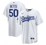 Men's Los Angeles Dodgers #50 Mookie Betts White 2025 World Series Champions Stitched Baseball Jersey