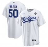 Men's Los Angeles Dodgers #50 Mookie Betts White 2025 World Series Home Cool Base Stitched Baseball Jersey